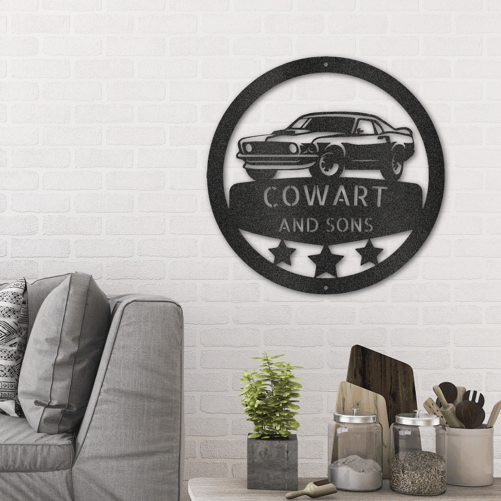 Classic Sports Car Personalized Garage Workshop Man Cave Steel Wall Sign - Mallard Moon Gift Shop