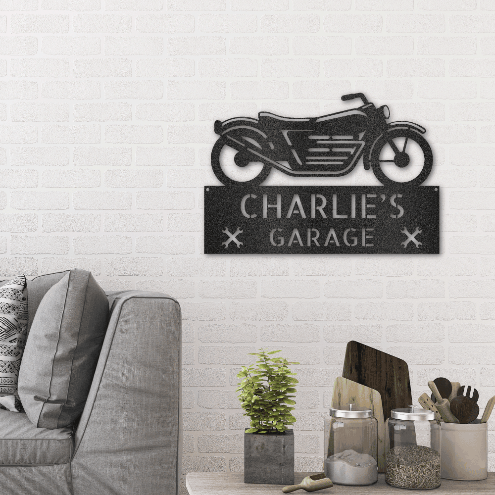 Motorcycle Adventure Custom Name Indoor Outdoor Metal Wall Sign - Mallard Moon Gift Shop