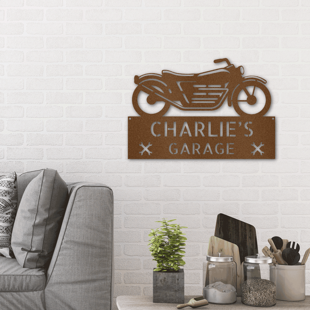 Motorcycle Adventure Custom Name Indoor Outdoor Metal Wall Sign - Mallard Moon Gift Shop