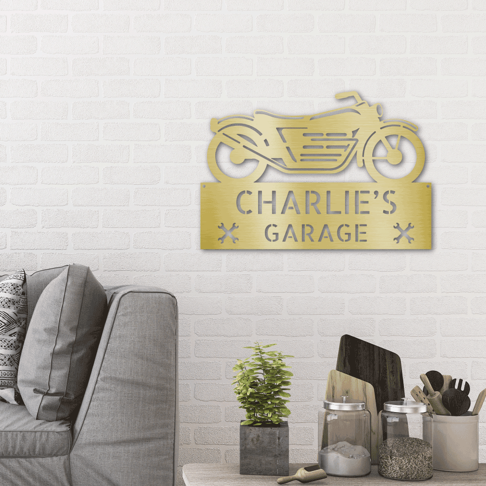 Motorcycle Adventure Custom Name Indoor Outdoor Metal Wall Sign - Mallard Moon Gift Shop