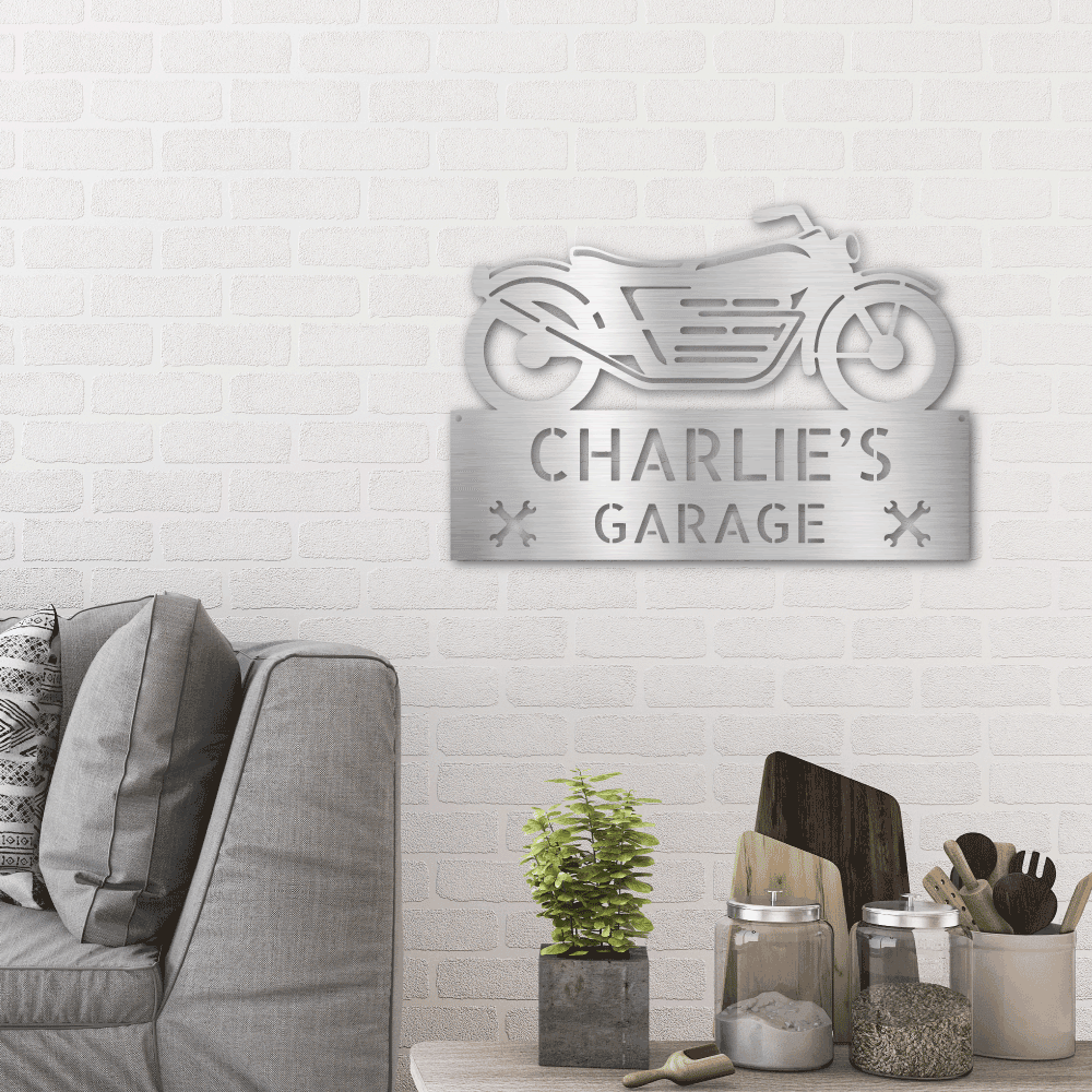Motorcycle Adventure Custom Name Indoor Outdoor Metal Wall Sign - Mallard Moon Gift Shop