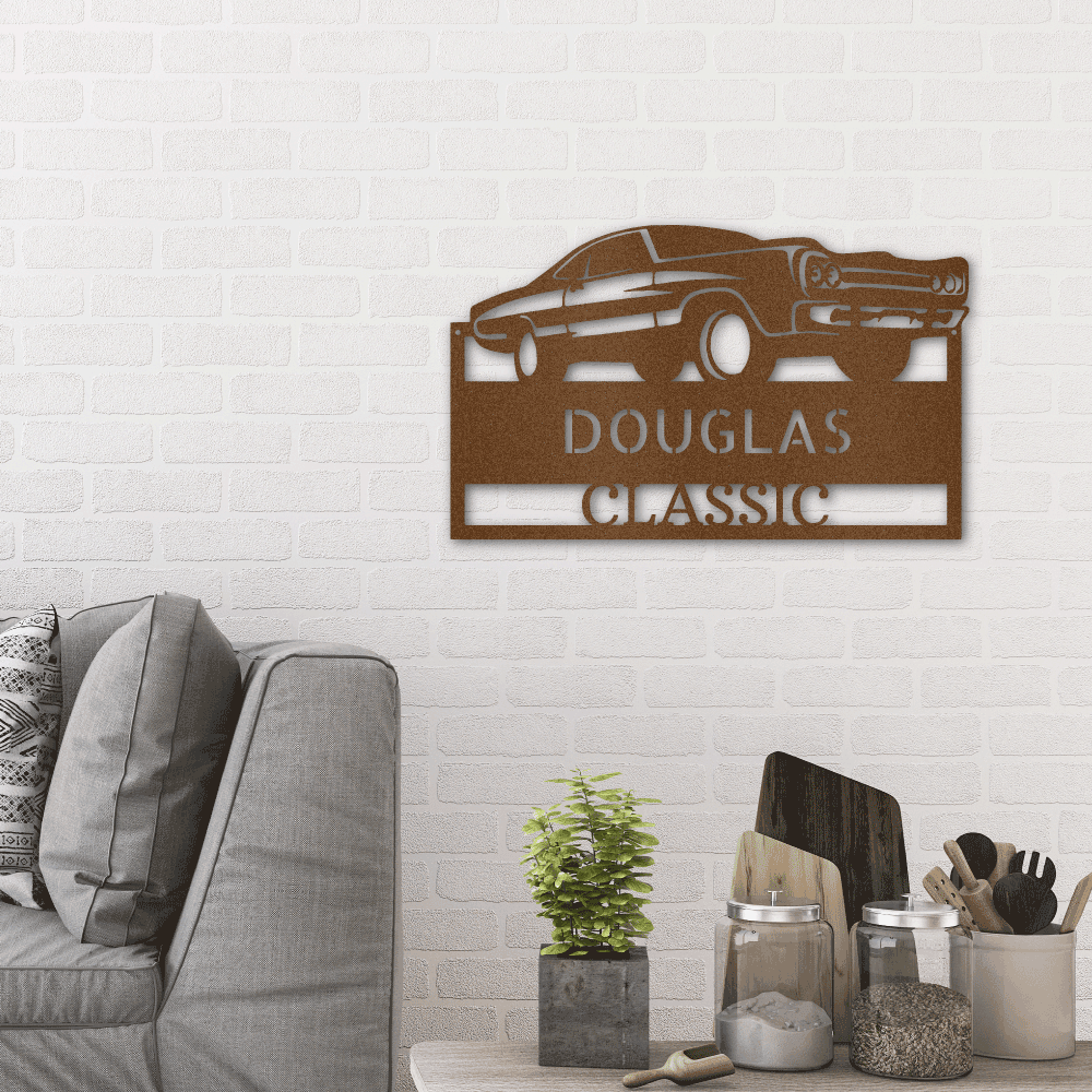 Classic Muscle Car Personalized Indoor Outdoor Steel Wall Sign - Mallard Moon Gift Shop