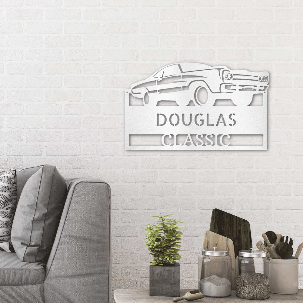Classic Muscle Car Personalized Indoor Outdoor Steel Wall Sign - Mallard Moon Gift Shop