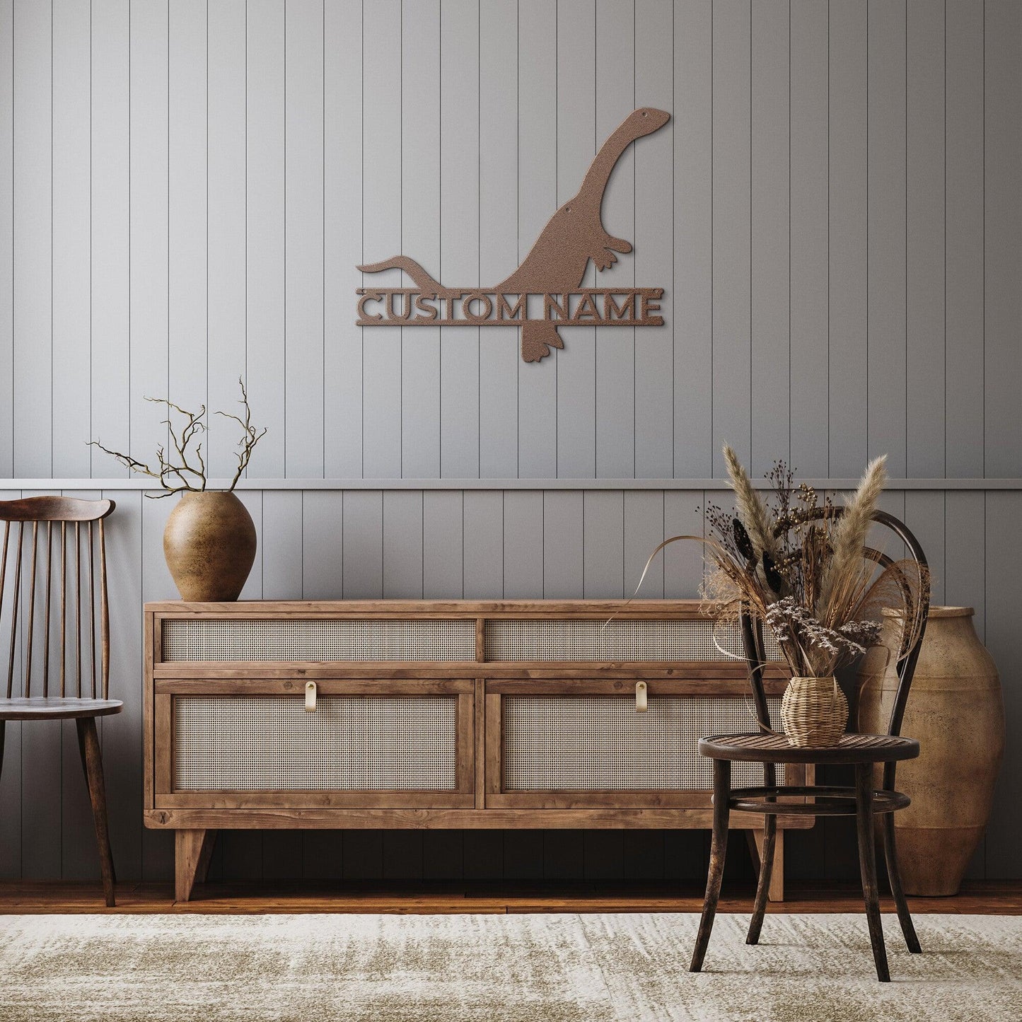 Brachiosaurus Dinosaur Custom Name Metal Wall Art - Mallard Moon Gift Shop