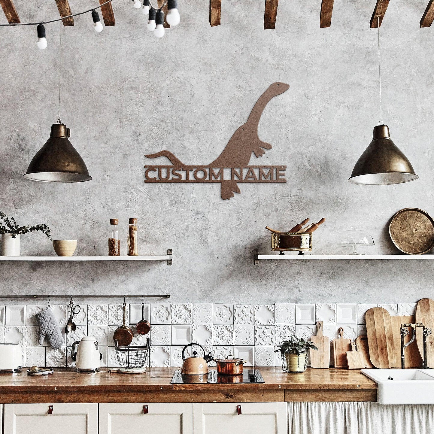 Brachiosaurus Dinosaur Custom Name Metal Wall Art - Mallard Moon Gift Shop