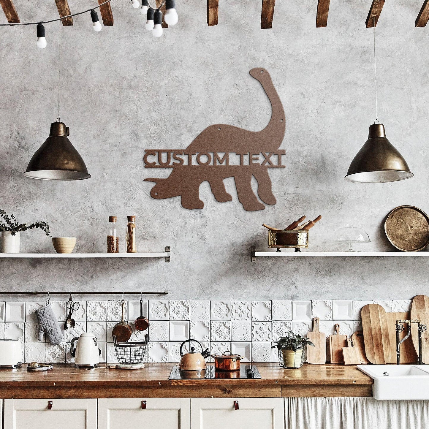 Dinosaur Brachiosaurus Personalized Metal Wall Art Sign - Mallard Moon Gift Shop
