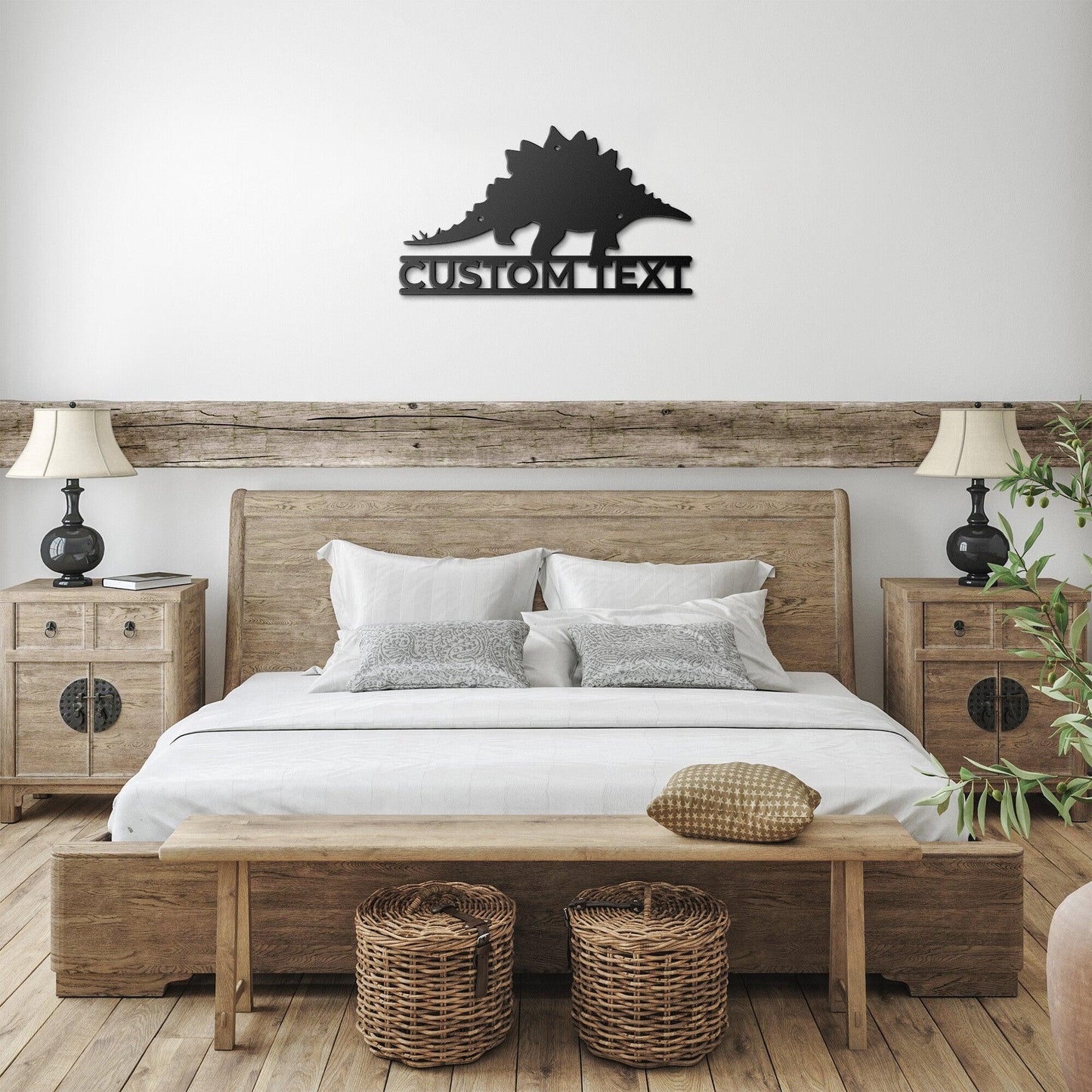 Dinosaur Stegosaurus Custom Name Metal Sign Wall Art - Mallard Moon Gift Shop