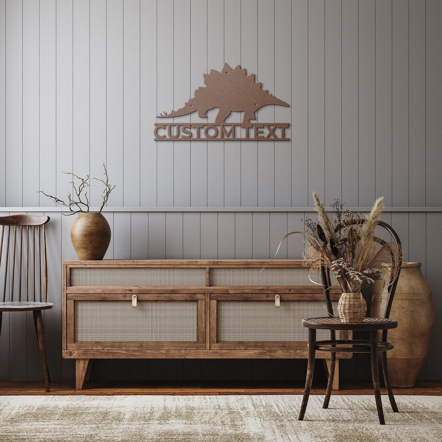 Dinosaur Stegosaurus Custom Name Metal Sign Wall Art - Mallard Moon Gift Shop
