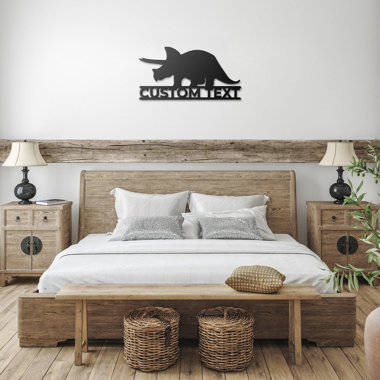Dinosaur Triceratops Custom Name Metal Wall Art - Mallard Moon Gift Shop