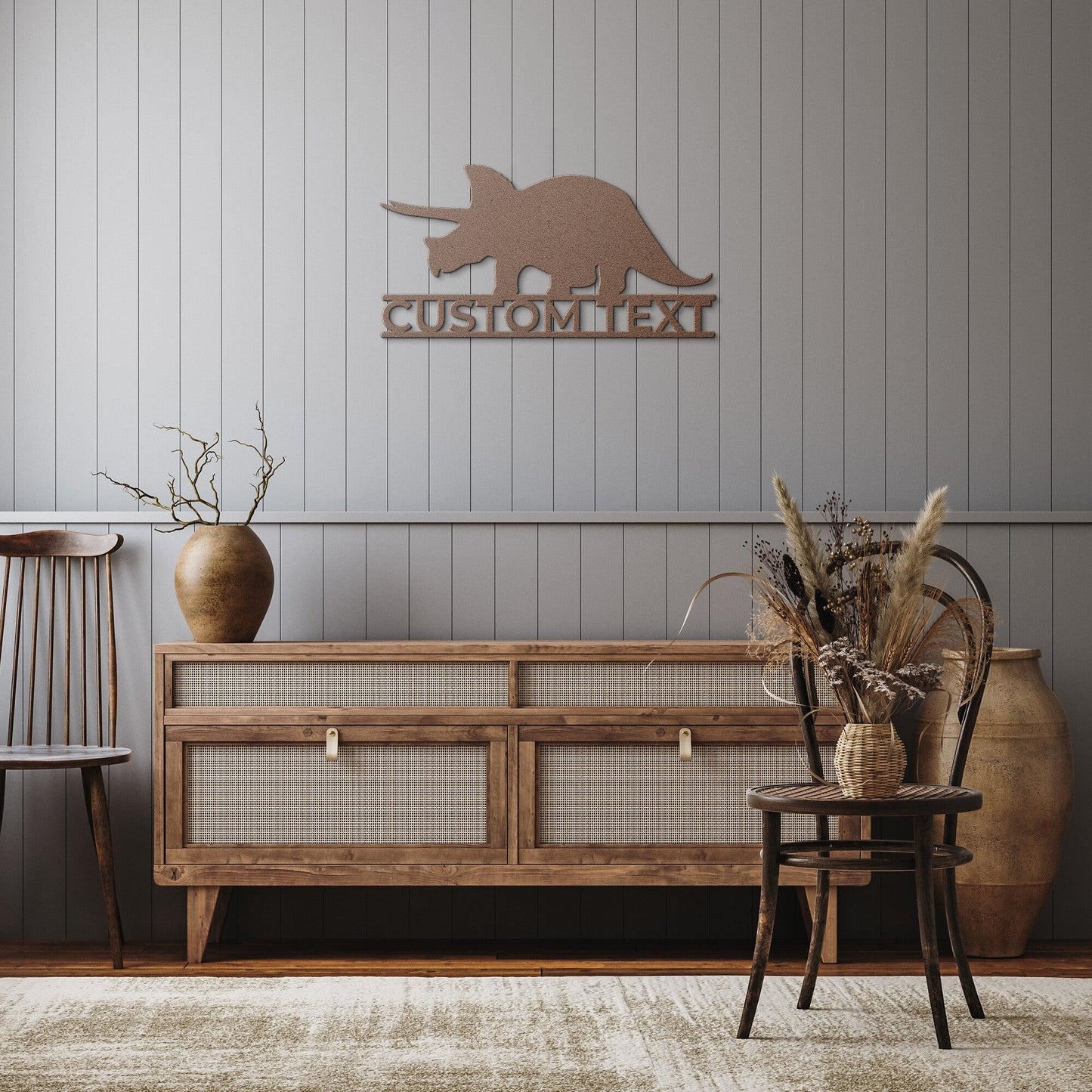 Dinosaur Triceratops Custom Name Metal Wall Art - Mallard Moon Gift Shop