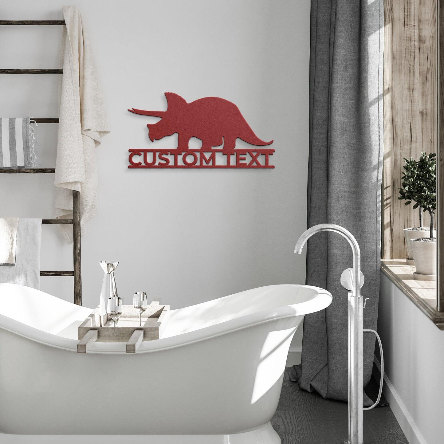 Dinosaur Triceratops Custom Name Metal Wall Art - Mallard Moon Gift Shop