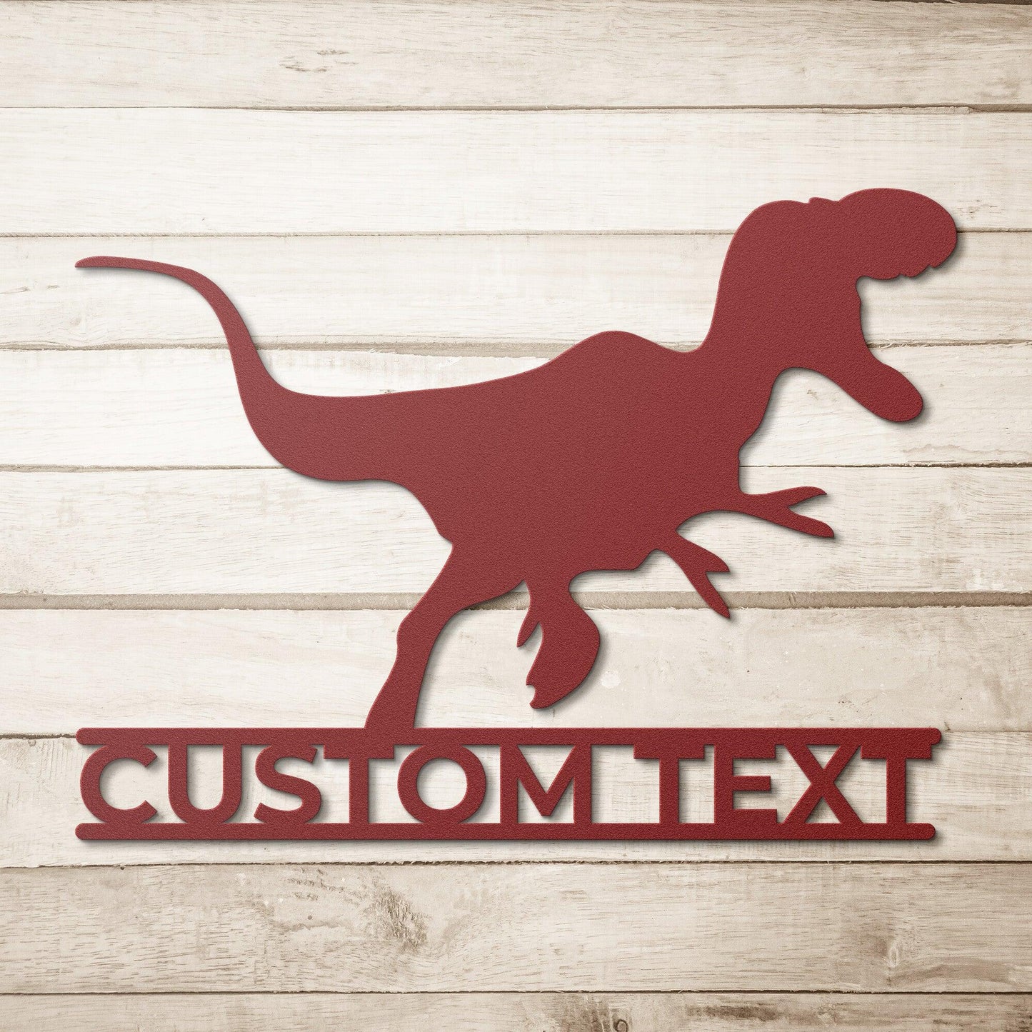 Dinosaur Tyrannosaurus Rex Custom Name Metal Wall Sign - Mallard Moon Gift Shop