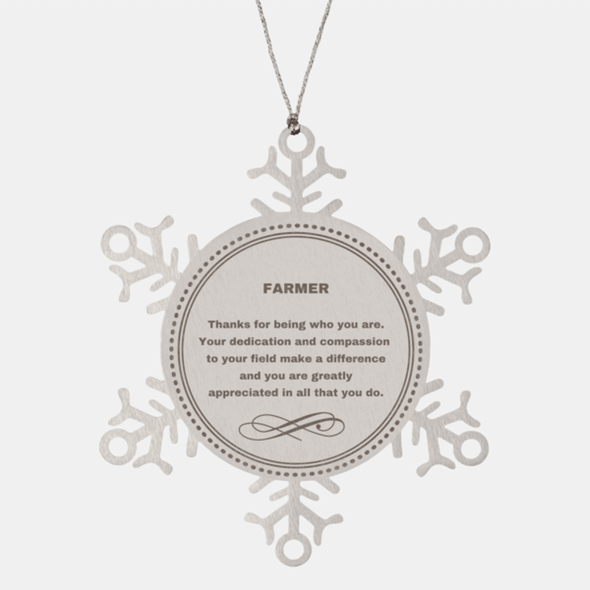 Farmer Snowflake Ornament - Thanks for being who you are - Birthday Christmas Jewelry Gifts Coworkers Colleague Boss