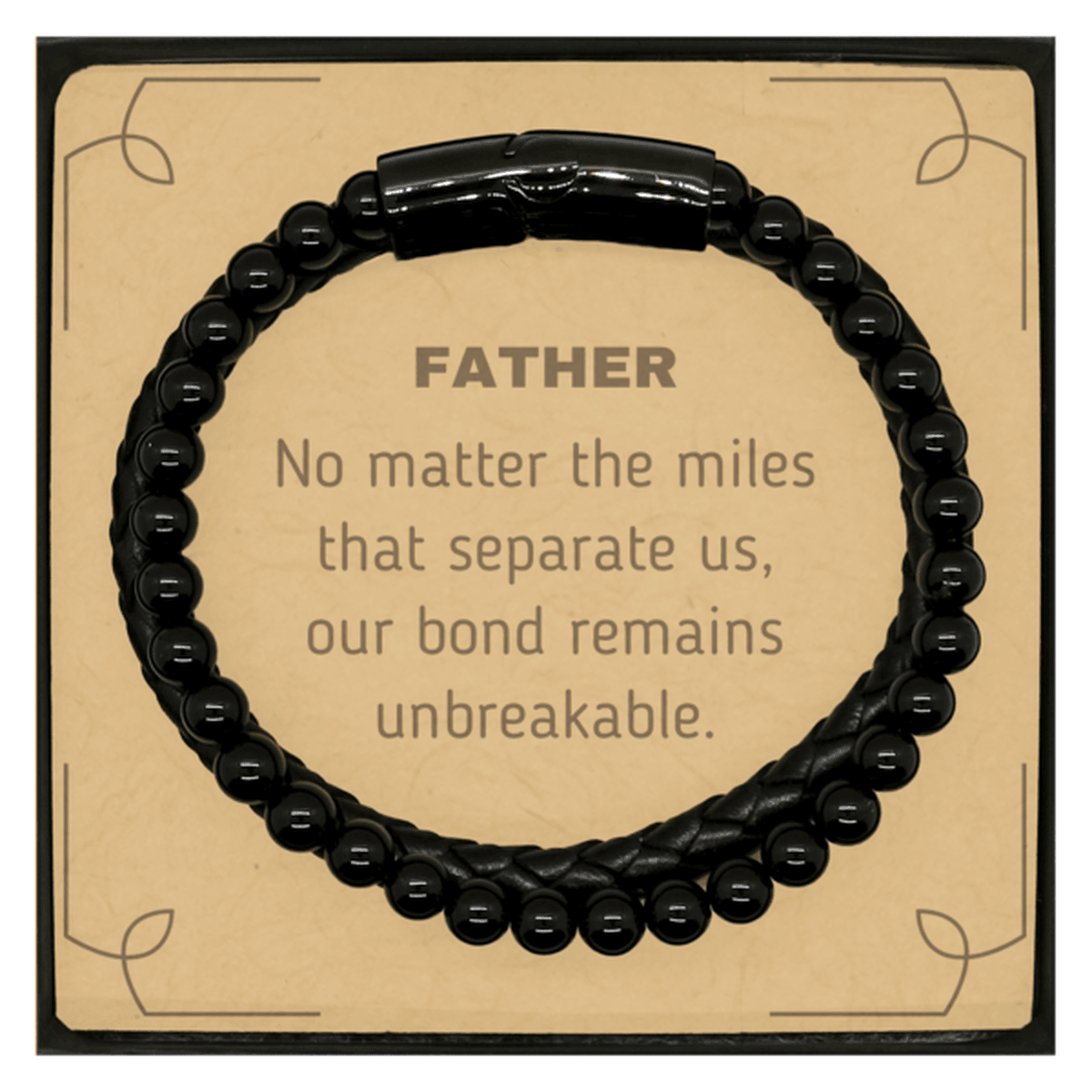 Father Long Distance Relationship Gifts, No matter the miles that separate us, Cute Love Stone Leather Bracelets For Father, Birthday Christmas Unique Gifts For Father - Mallard Moon Gift Shop