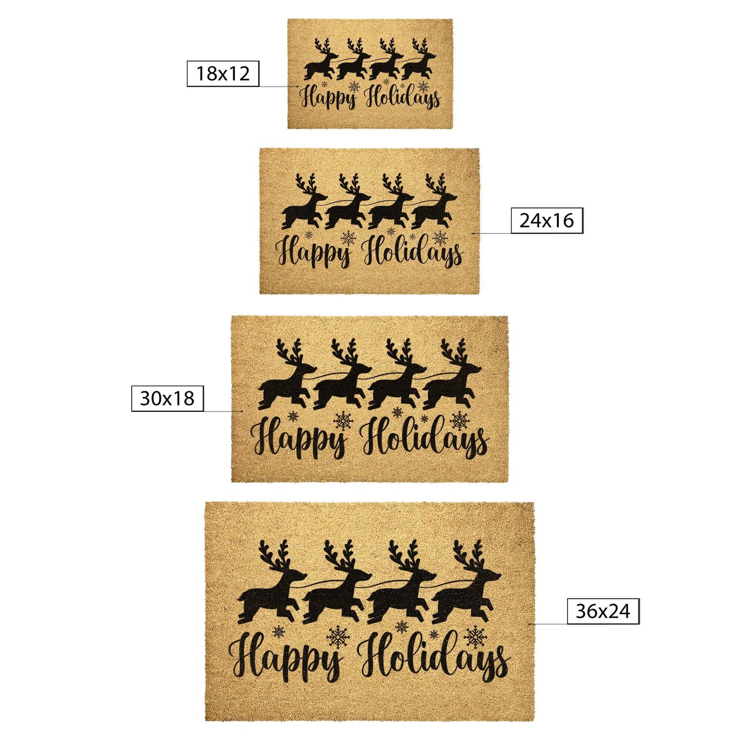 Happy Holidays Reindeer Outdoor Mat - Mallard Moon Gift Shop