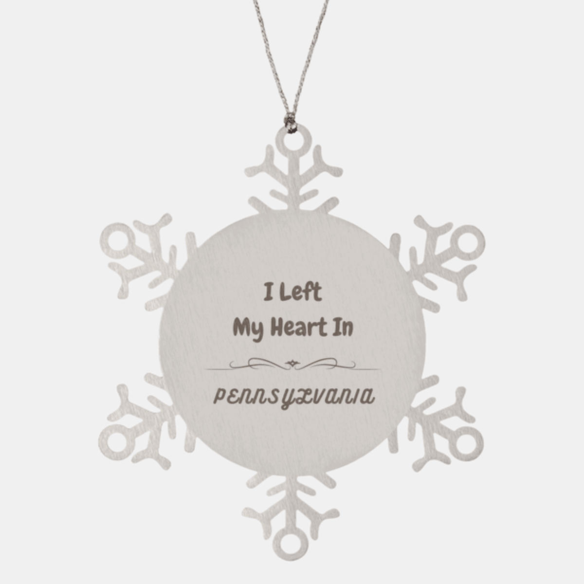 I Left My Heart In Pennsylvania Gifts, Meaningful Pennsylvania State for Friends, Men, Women. Snowflake Ornament for Pennsylvania People