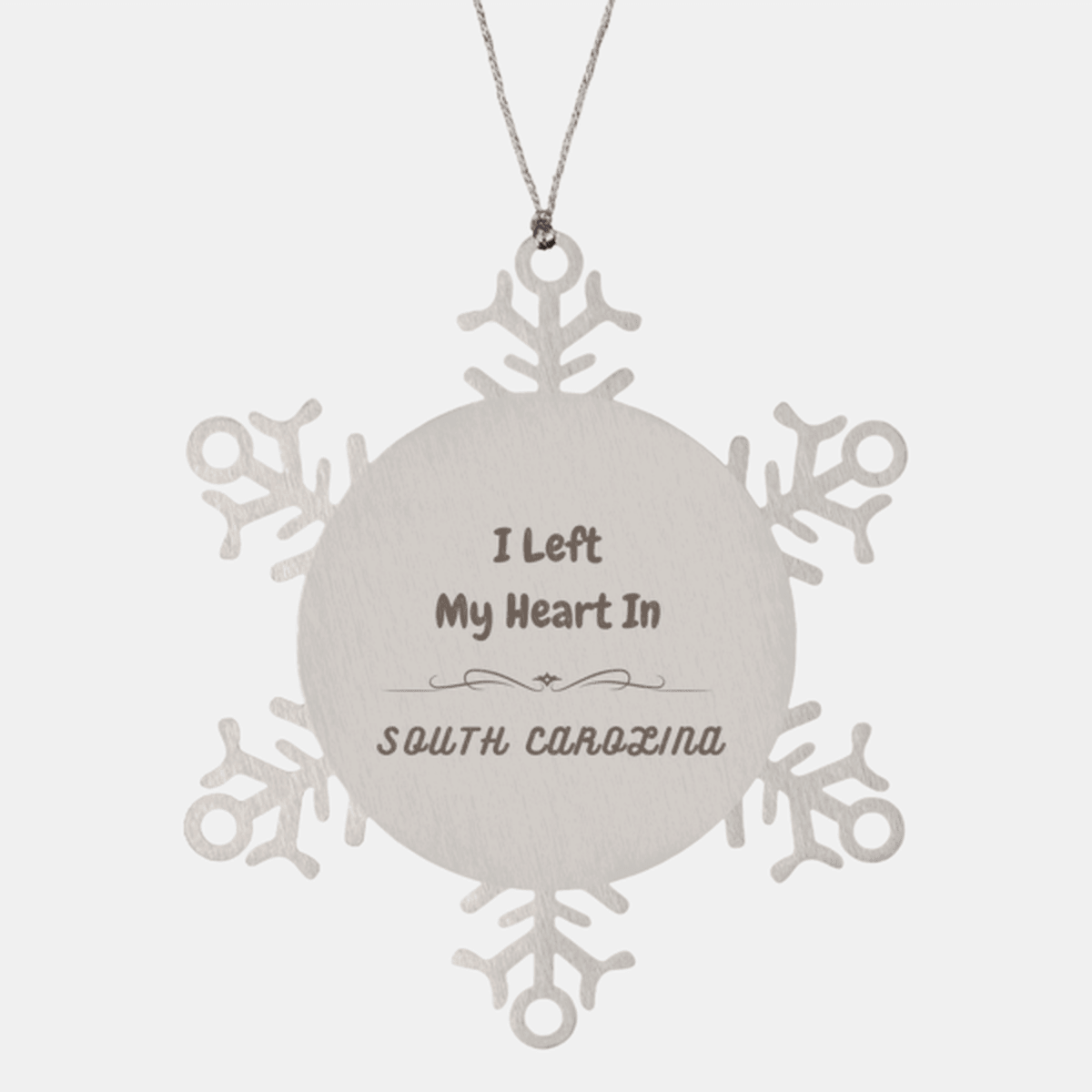 I Left My Heart In South Carolina Gifts, Meaningful South Carolina State for Friends, Men, Women. Snowflake Ornament for South Carolina People