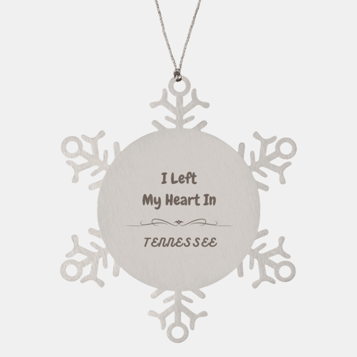 I Left My Heart In Tennessee Gifts, Meaningful Tennessee State for Friends, Men, Women. Snowflake Ornament for Tennessee People