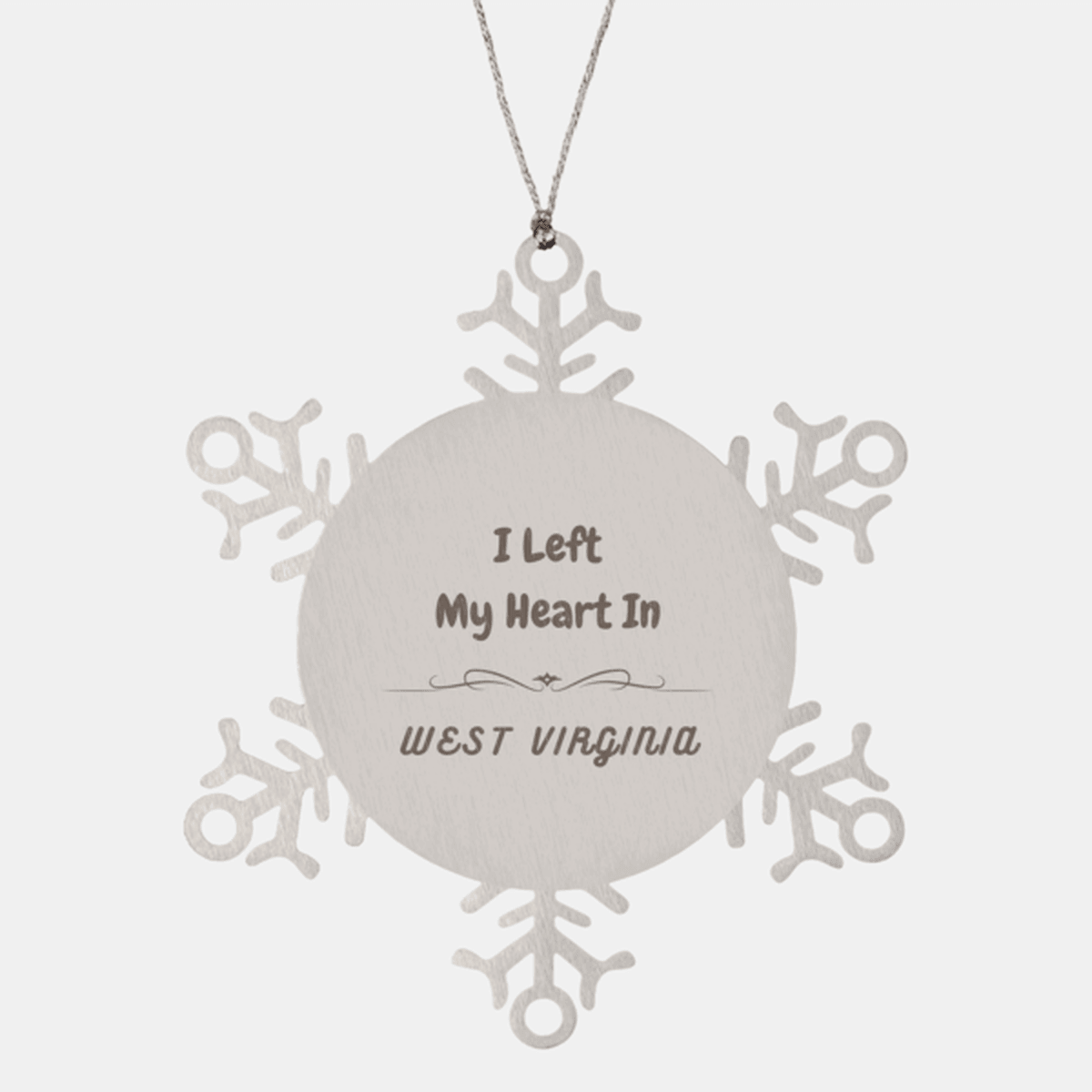 I Left My Heart In West Virginia Gifts, Meaningful West Virginia State for Friends, Men, Women. Snowflake Ornament for West Virginia People
