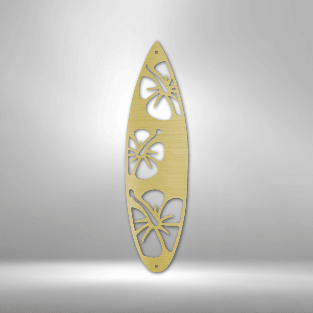 Surfboard Flowers Indoor Outdoor Steel Wall Sign Art - Mallard Moon Gift Shop