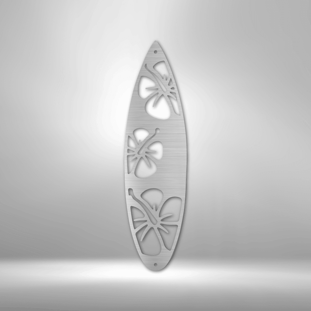 Surfboard Flowers Indoor Outdoor Steel Wall Sign Art - Mallard Moon Gift Shop