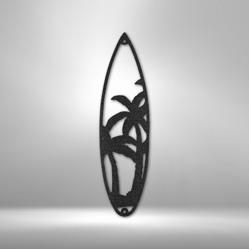 Surfboard Palm Trees Indoor Outdoor Steel Wall Sign Art - Mallard Moon Gift Shop