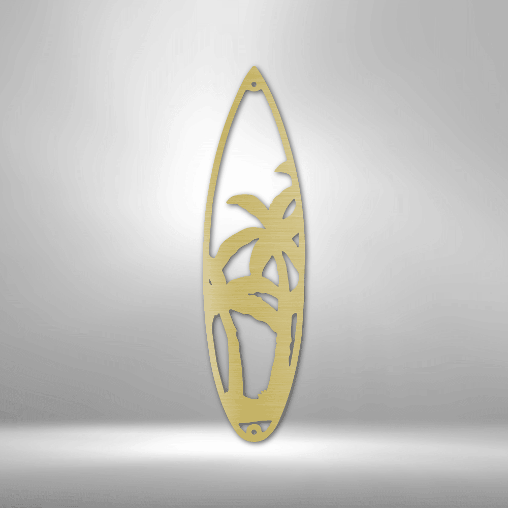 Surfboard Palm Trees Indoor Outdoor Steel Wall Sign Art - Mallard Moon Gift Shop