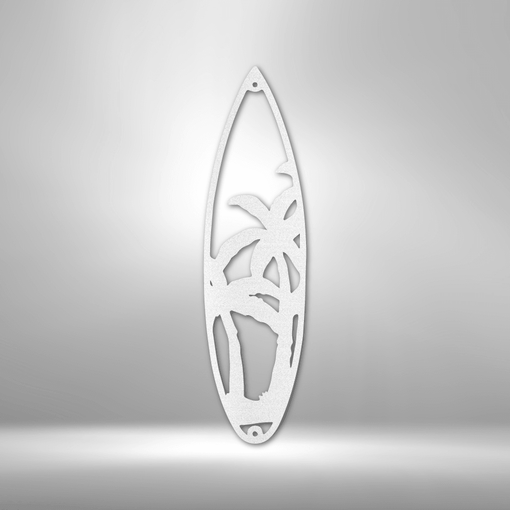 Surfboard Palm Trees Indoor Outdoor Steel Wall Sign Art - Mallard Moon Gift Shop