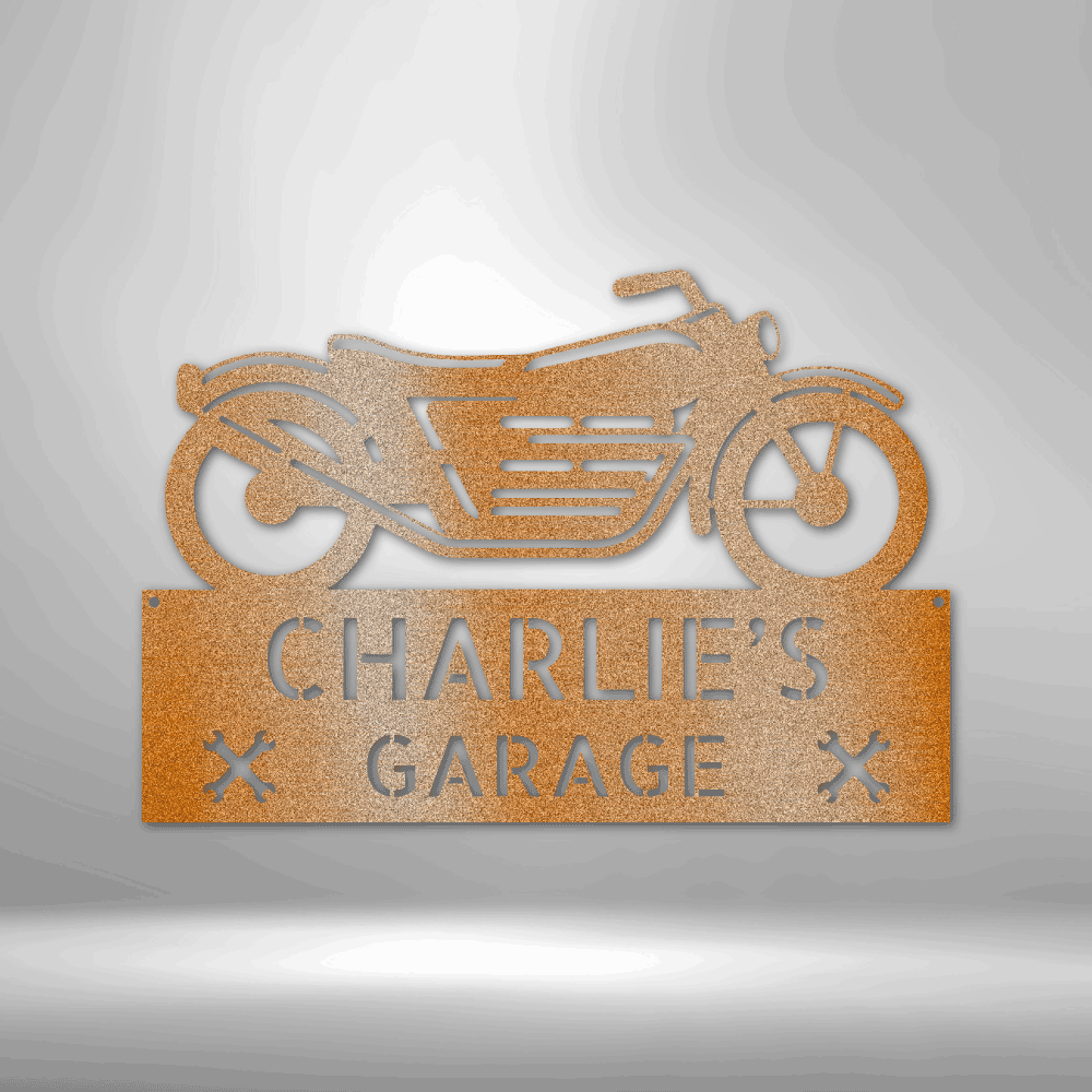 Motorcycle Adventure Custom Name Indoor Outdoor Metal Wall Sign - Mallard Moon Gift Shop
