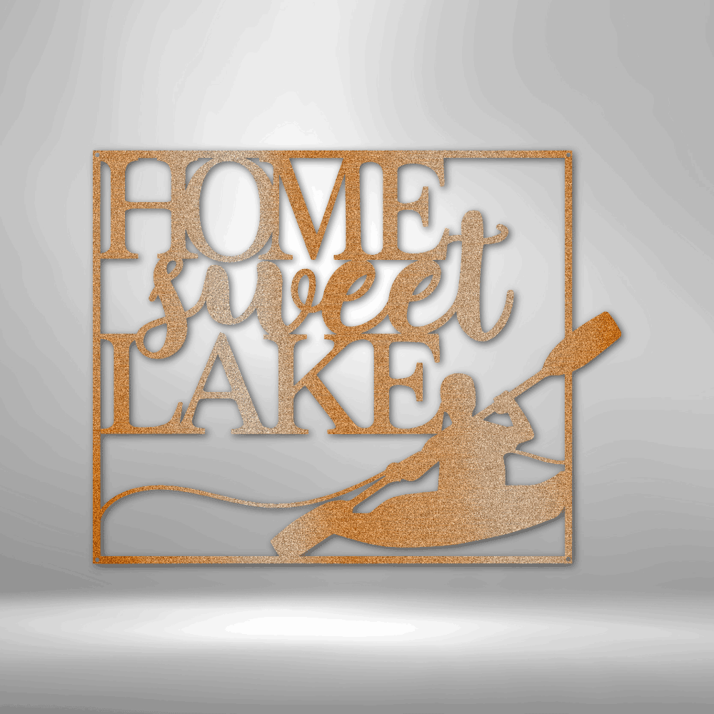 Kayaking Home Sweet Lake Indoor Outdoor Steel Wall Sign - Mallard Moon Gift Shop