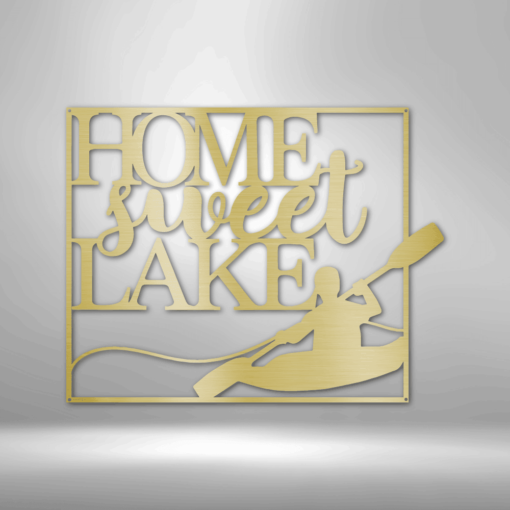 Kayaking Home Sweet Lake Indoor Outdoor Steel Wall Sign - Mallard Moon Gift Shop