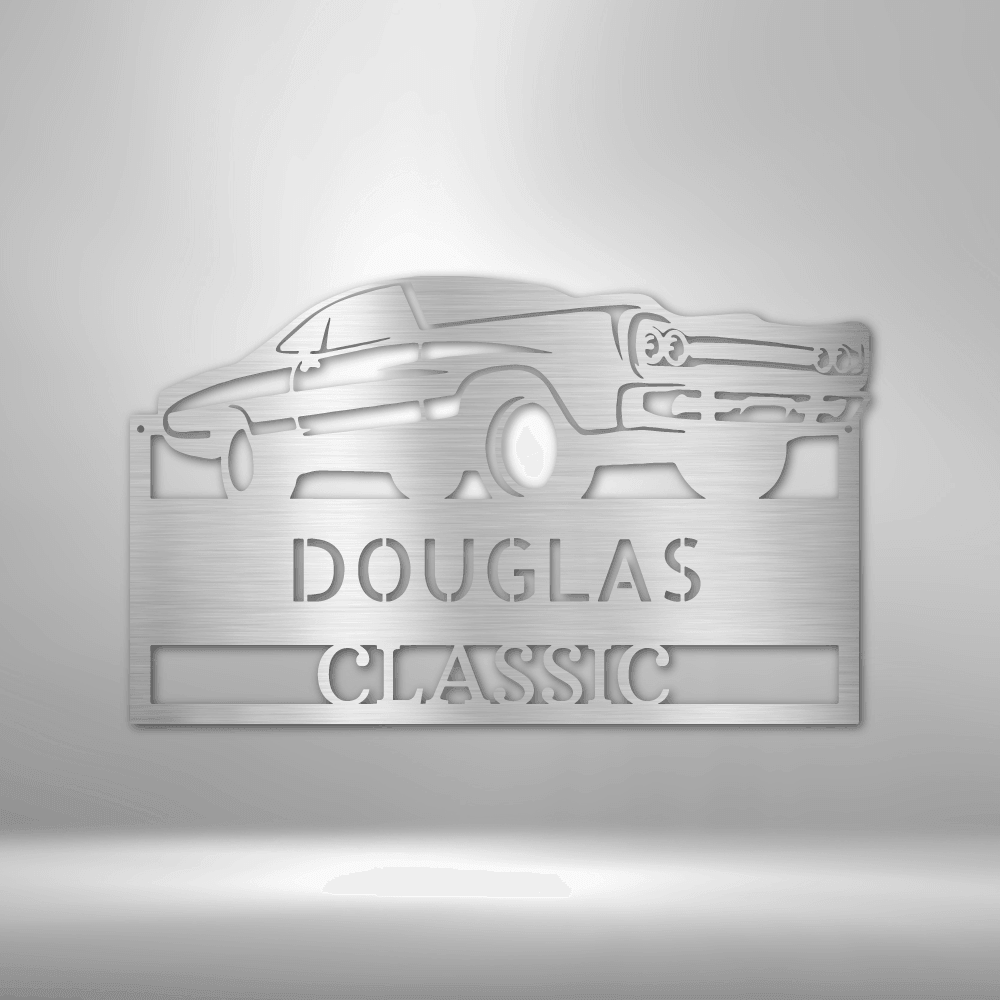 Classic Muscle Car Personalized Indoor Outdoor Steel Wall Sign - Mallard Moon Gift Shop