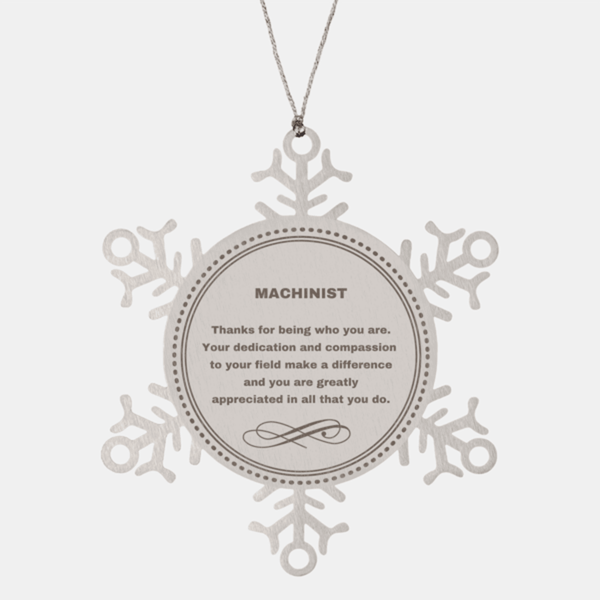 Machinist Snowflake Ornament - Thanks for being who you are - Birthday Christmas Jewelry Gifts Coworkers Colleague Boss