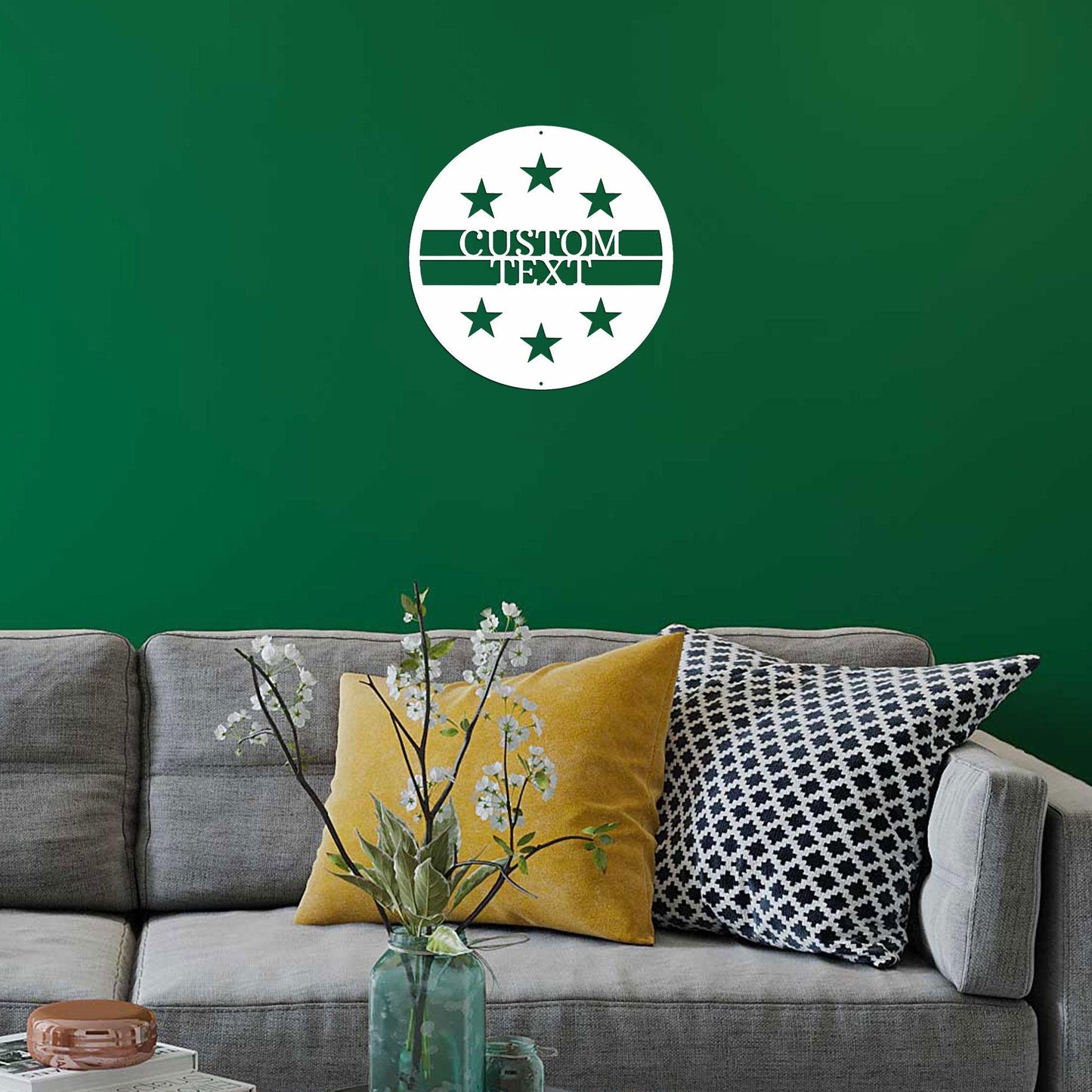 Personalized Six Star Round Metal Art Wall Sign - Mallard Moon Gift Shop
