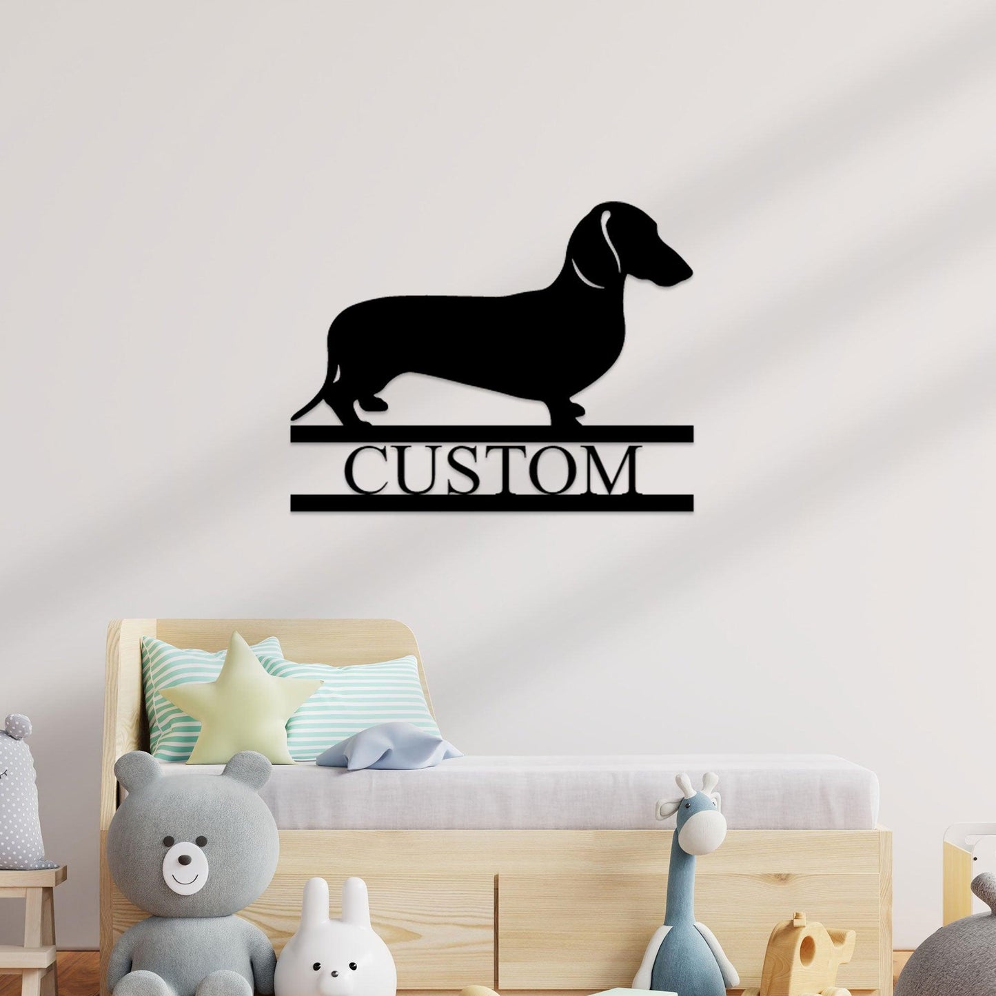 Dachshund Short Haired Custom Name Metal Wall Sign - Mallard Moon Gift Shop