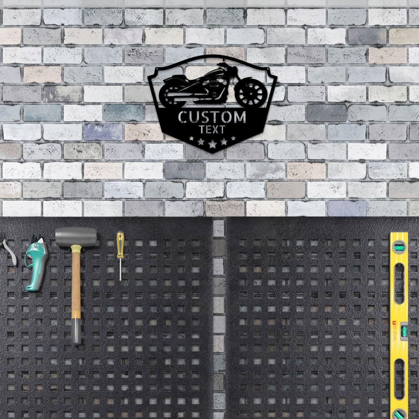 Chopper Motorcycle Shop Custom Name Monogram Indoor Outdoor Steel Wall Sign - Mallard Moon Gift Shop