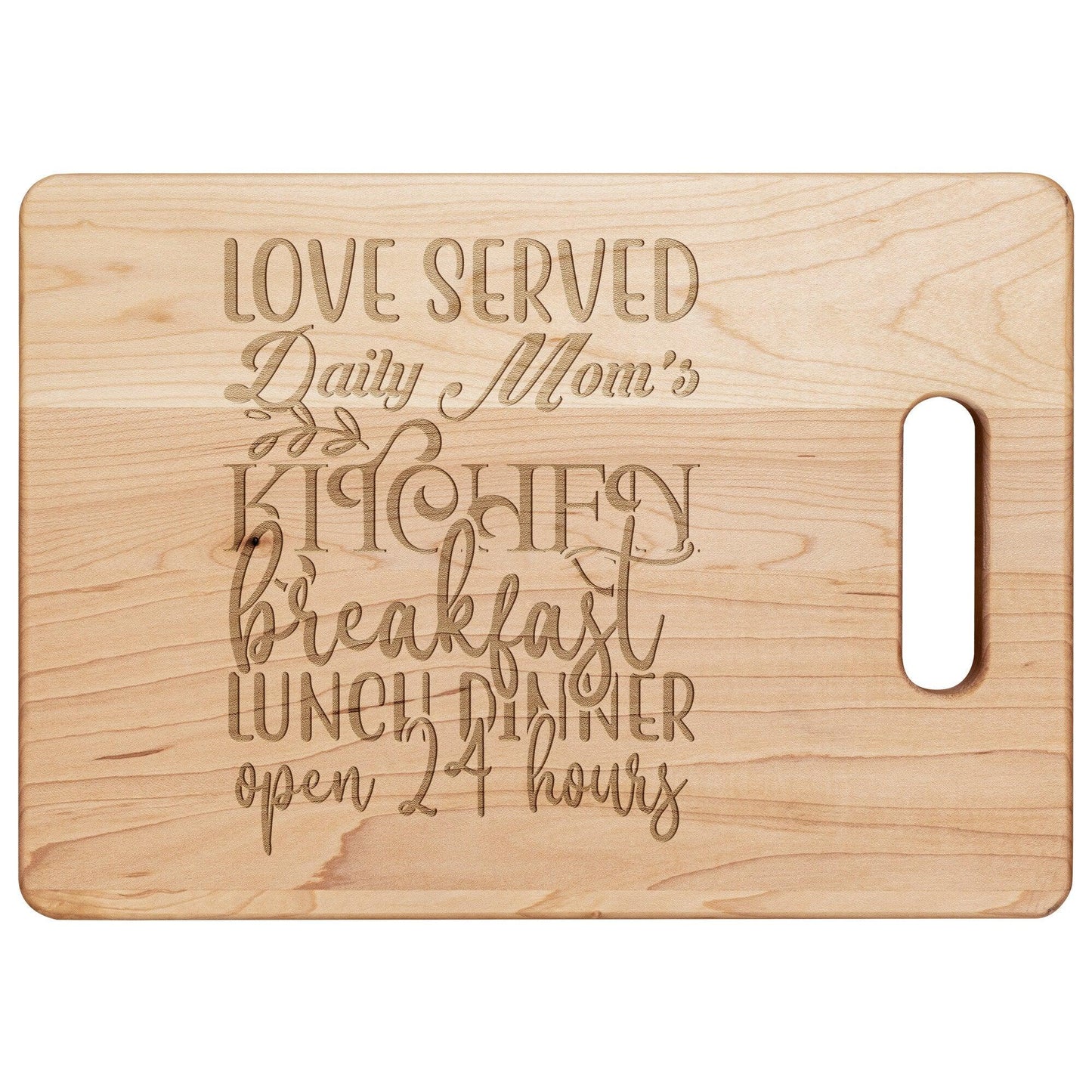 Mom's Kitchen Cutting Board - Love Served Daily - Mallard Moon Gift Shop