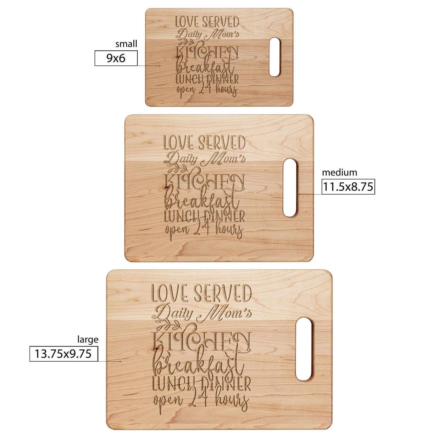 Mom's Kitchen Cutting Board - Love Served Daily - Mallard Moon Gift Shop
