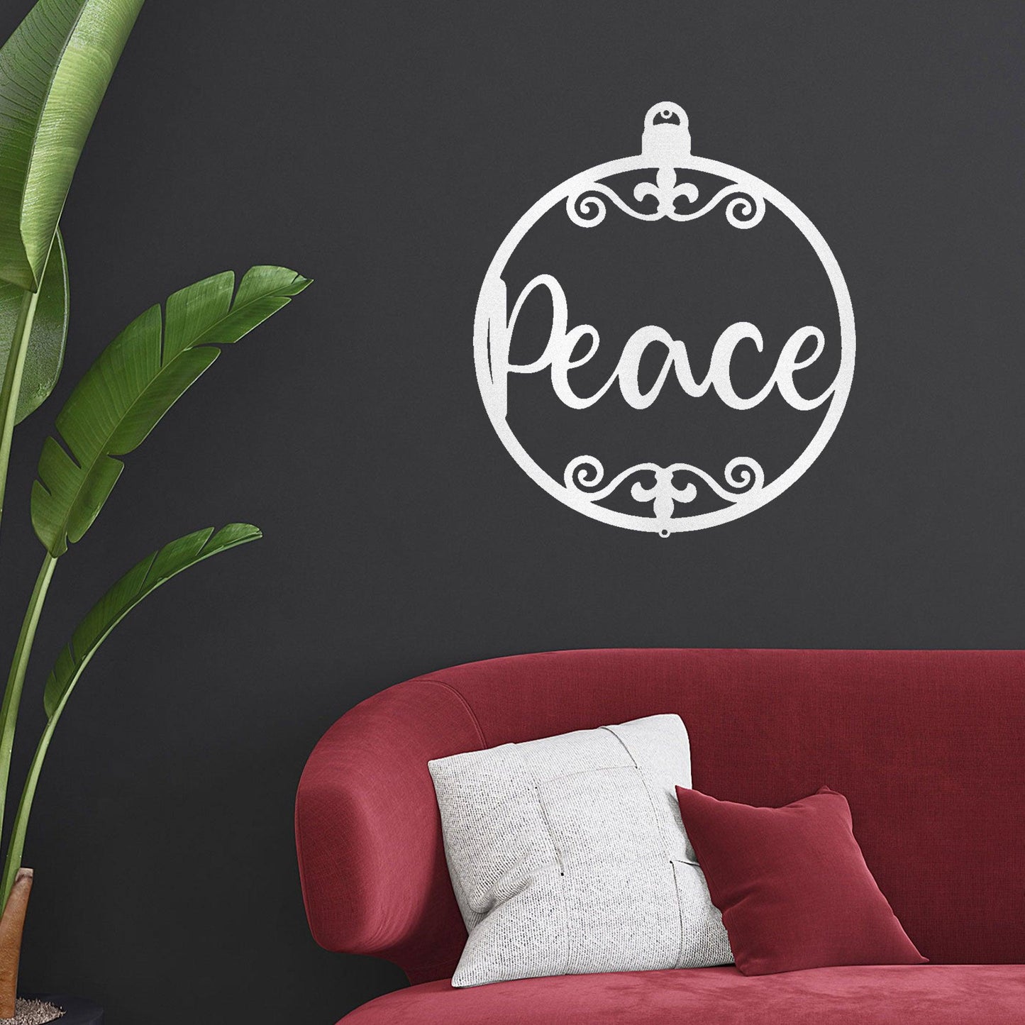 Peace Ornament Indoor Outdoor Steel Holiday Wall Sign