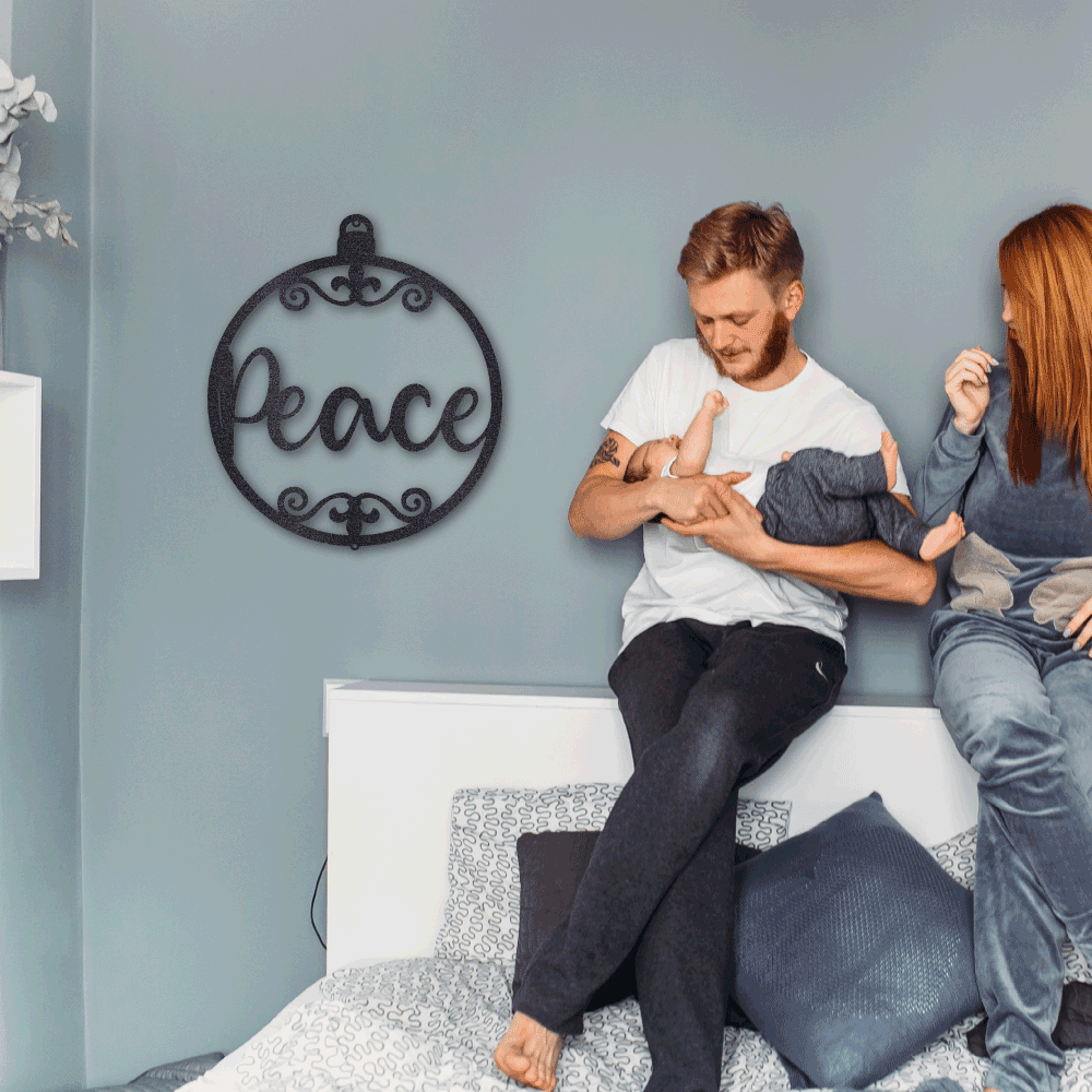 Peace Ornament Indoor Outdoor Steel Holiday Wall Sign