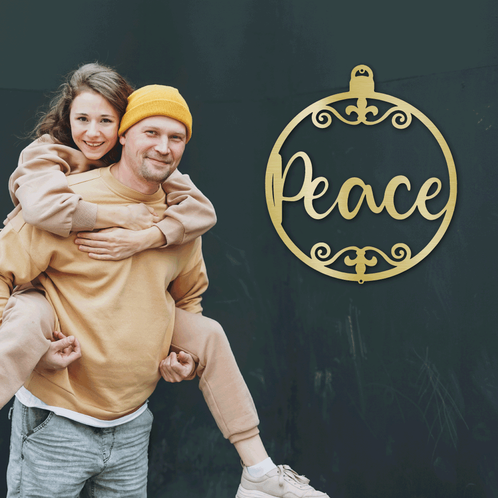 Peace Ornament Indoor Outdoor Steel Holiday Wall Sign