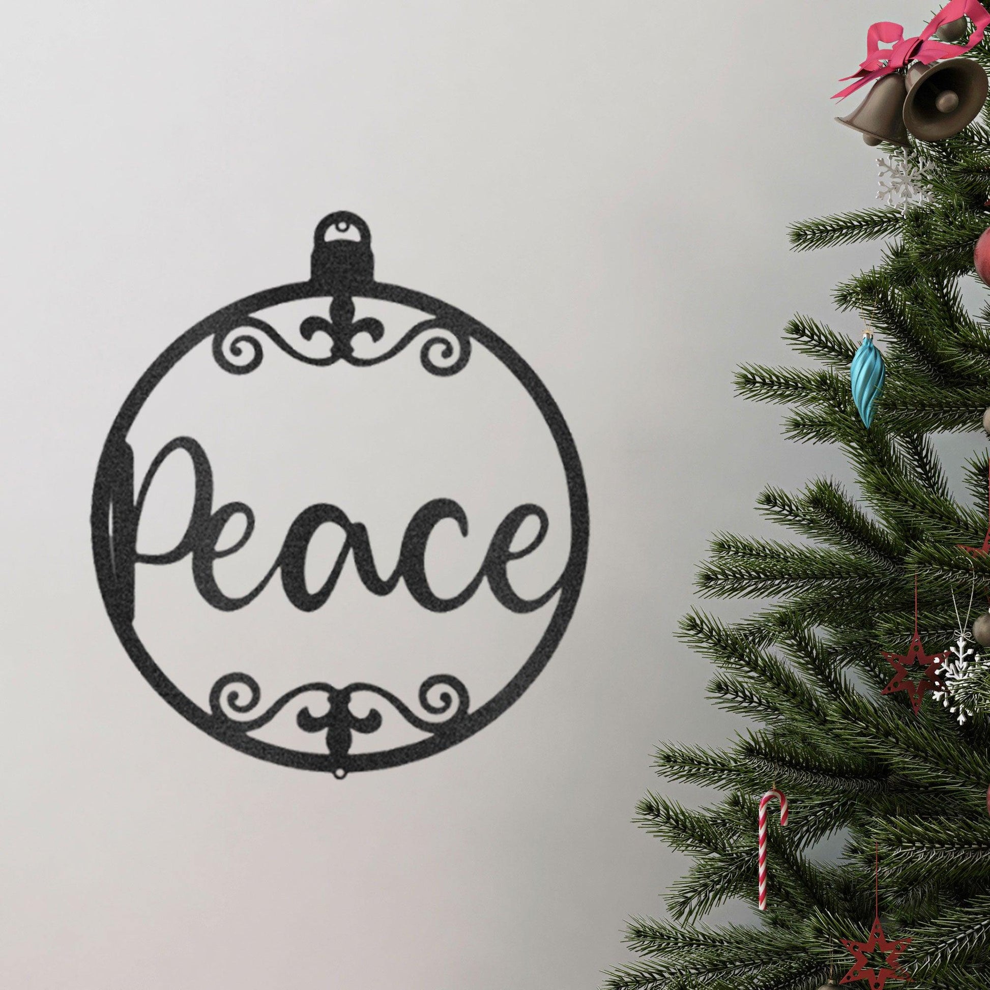 Peace Ornament Indoor Outdoor Steel Holiday Wall Sign