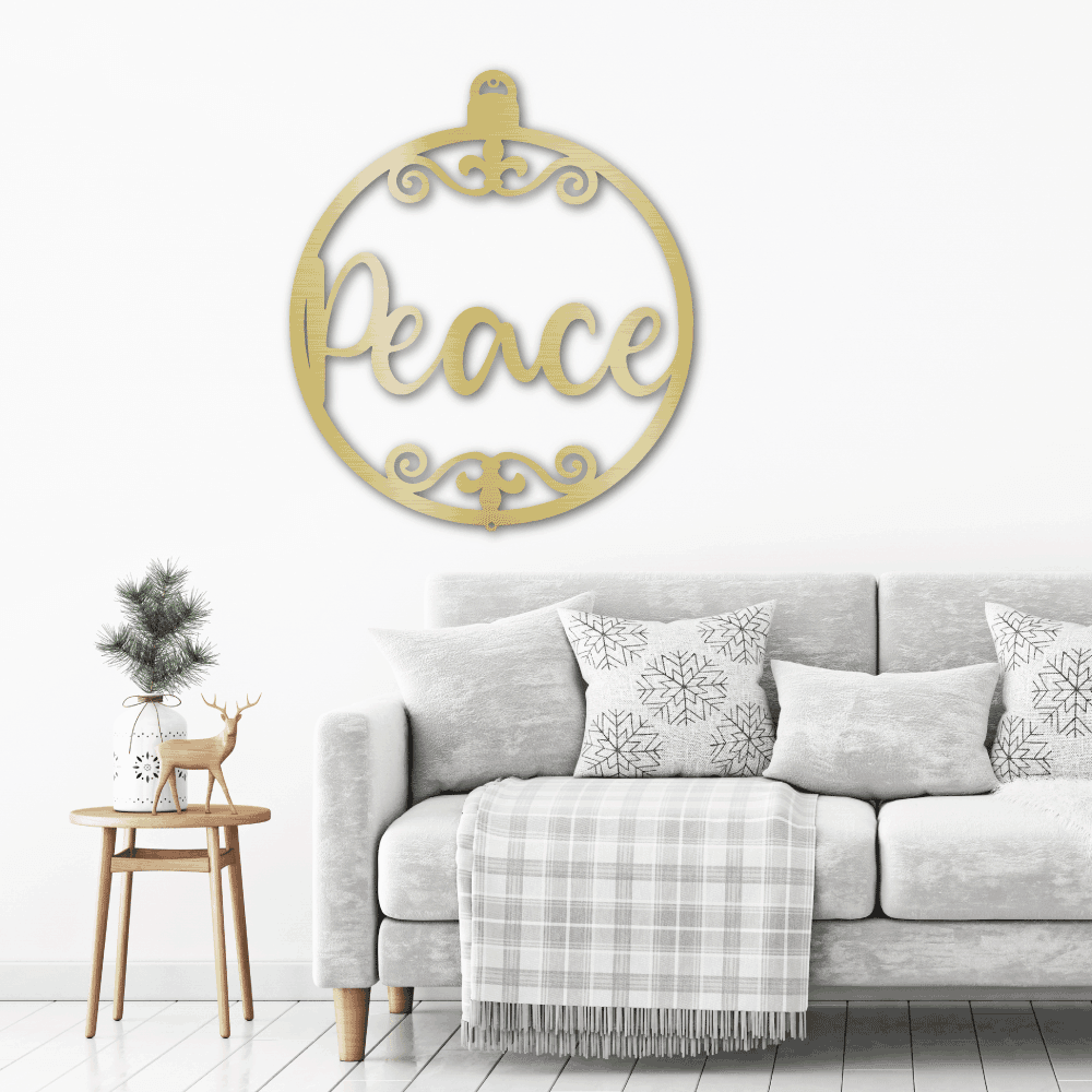 Peace Ornament Indoor Outdoor Steel Holiday Wall Sign