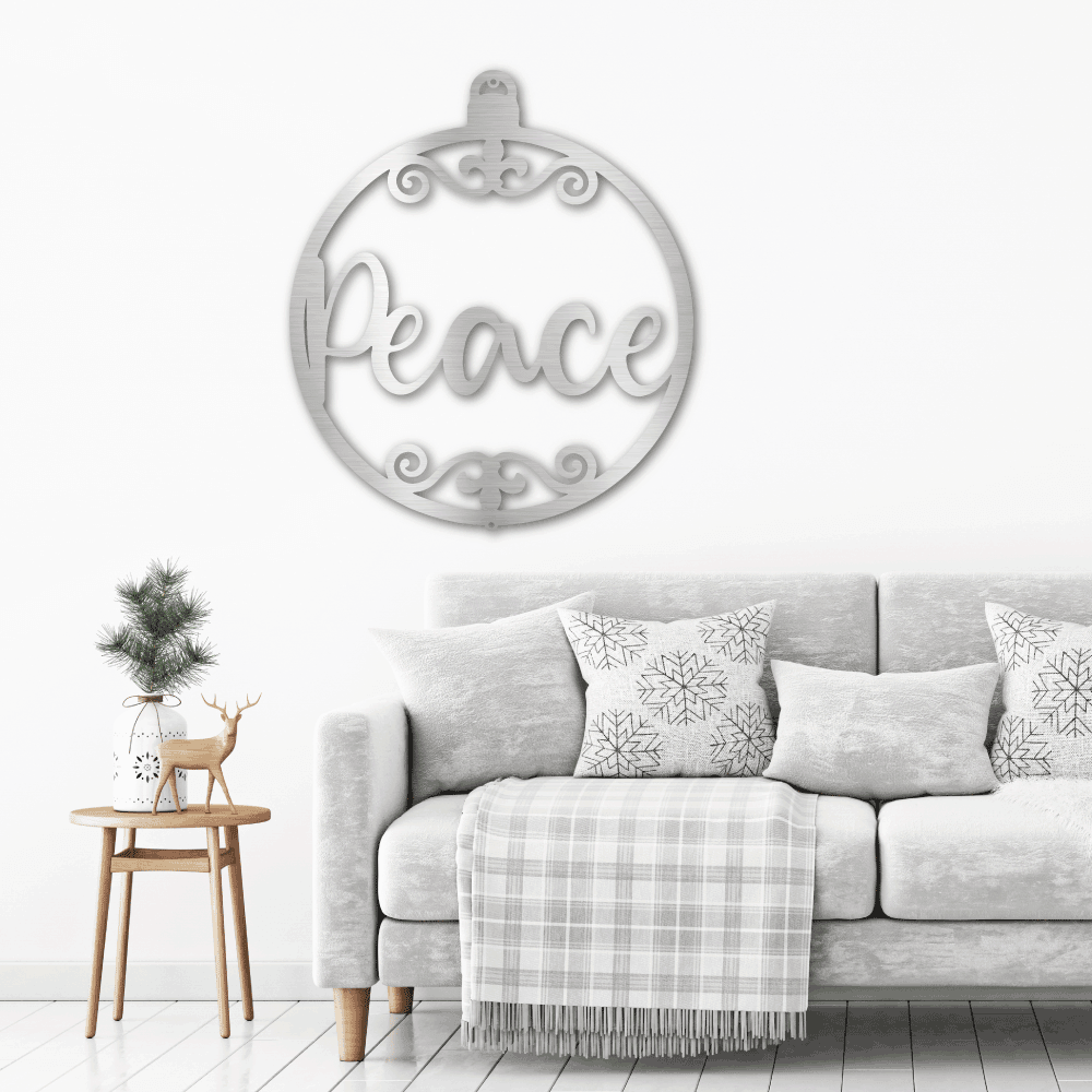 Peace Ornament Indoor Outdoor Steel Holiday Wall Sign