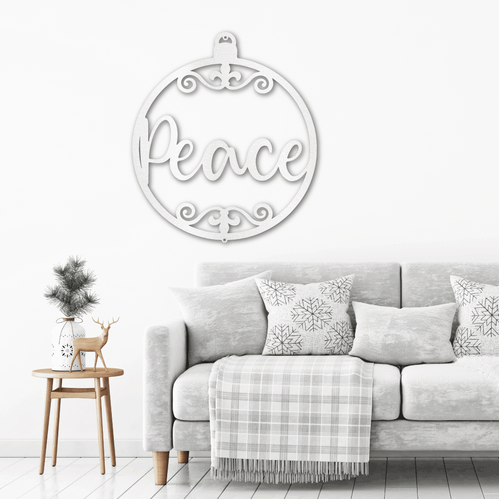 Peace Ornament Indoor Outdoor Steel Holiday Wall Sign