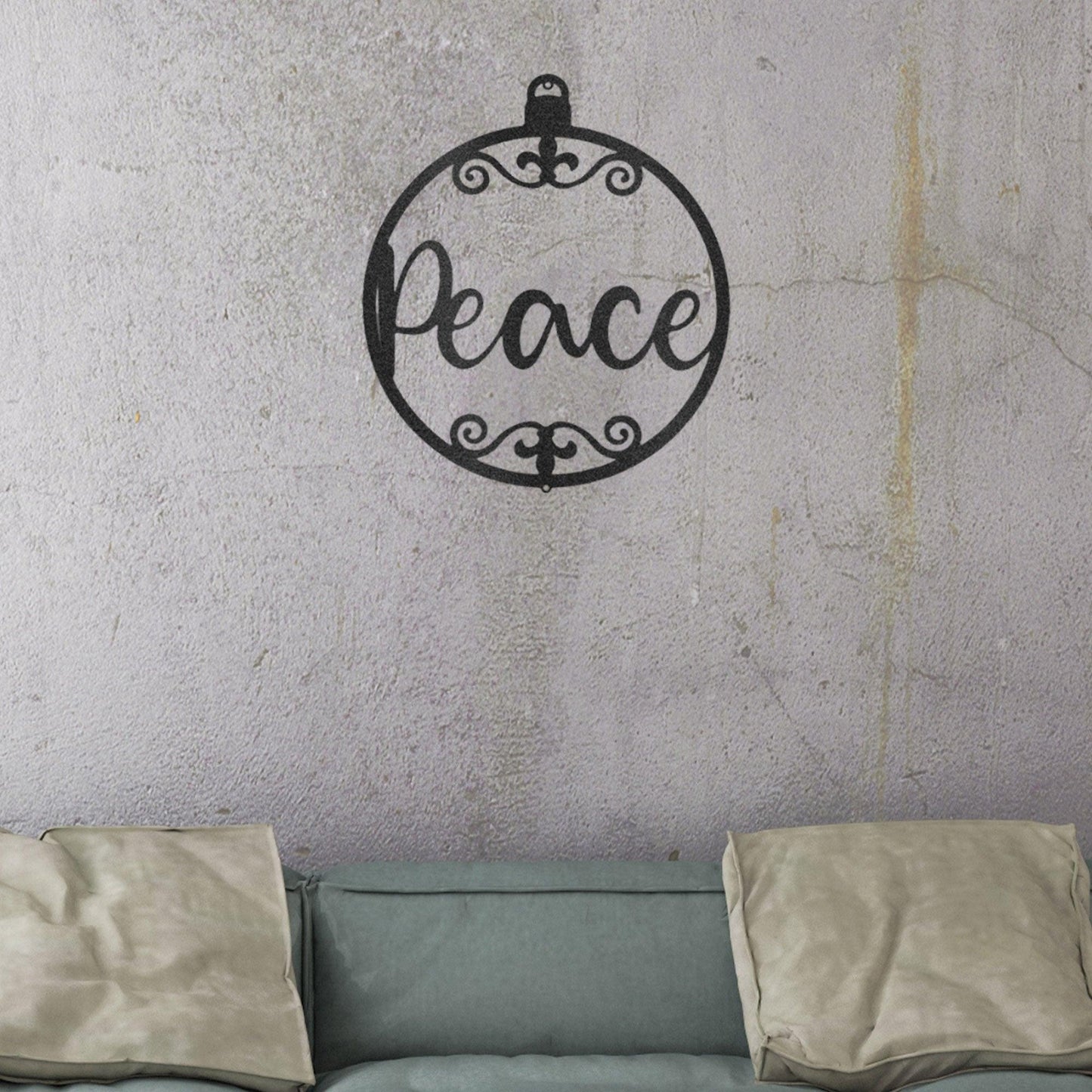 Peace Ornament Indoor Outdoor Steel Holiday Wall Sign
