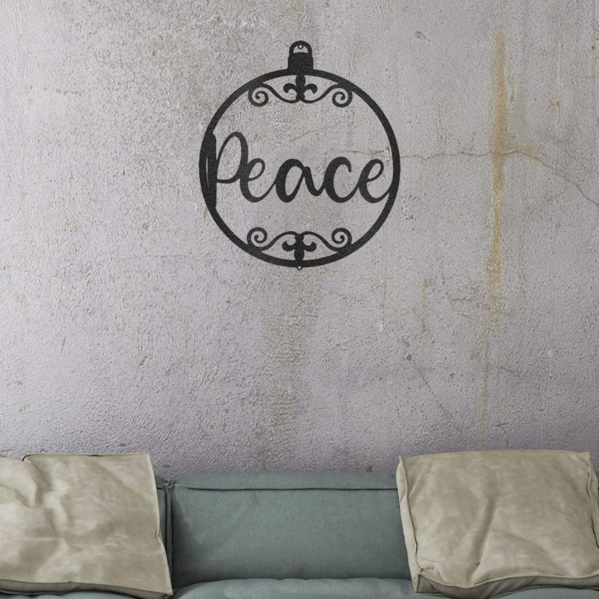 Peace Ornament Indoor Outdoor Steel Holiday Wall Sign