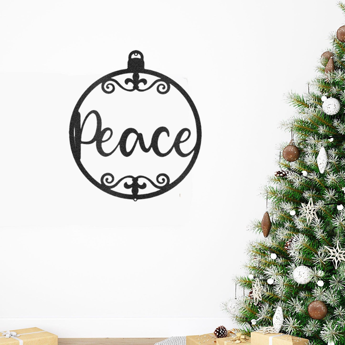 Peace Ornament Indoor Outdoor Steel Holiday Wall Sign
