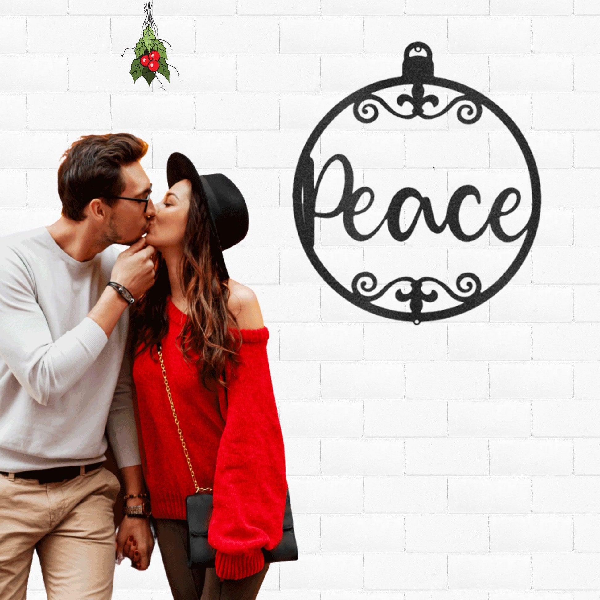 Peace Ornament Indoor Outdoor Steel Holiday Wall Sign