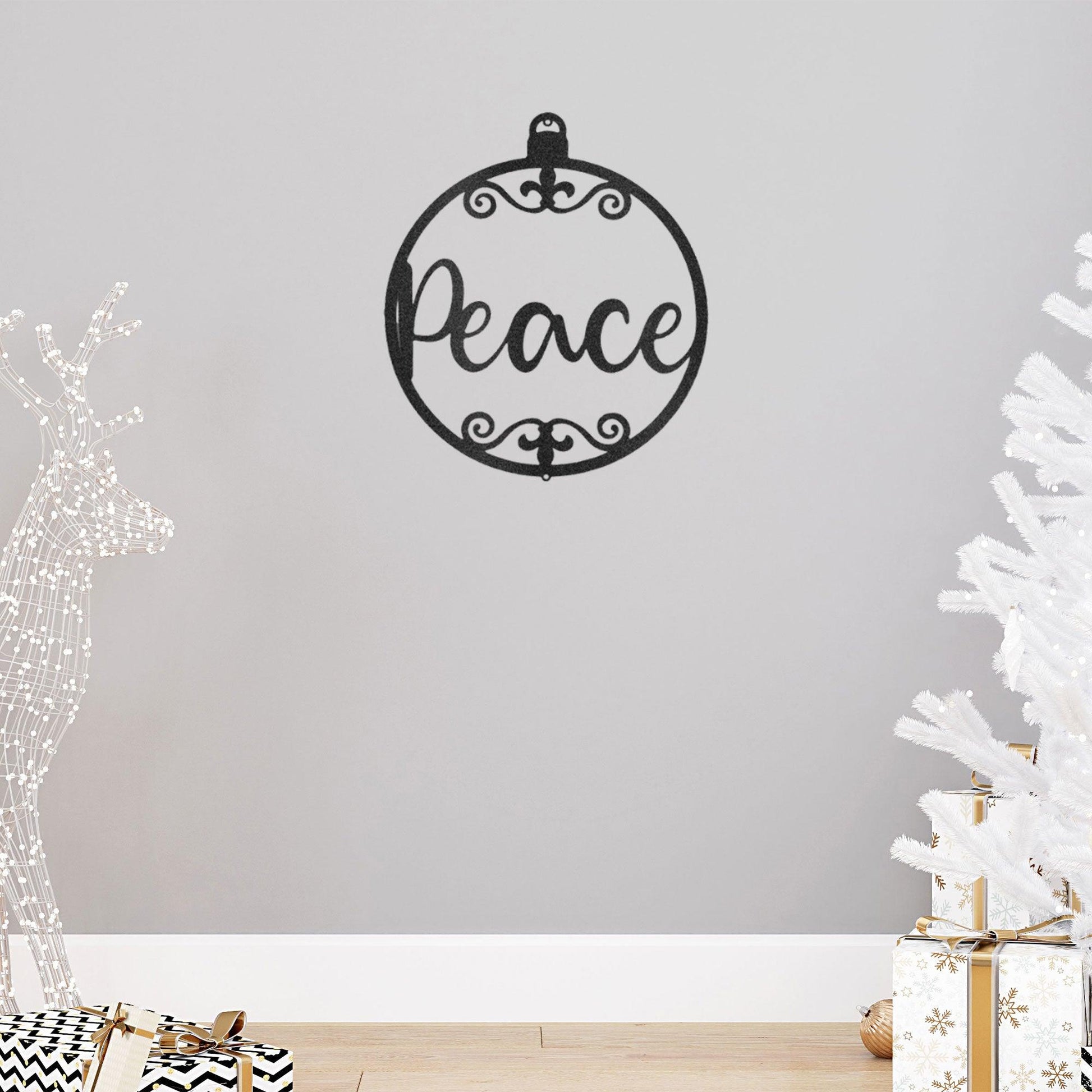 Peace Ornament Indoor Outdoor Steel Holiday Wall Sign